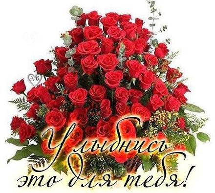 Красивая лучшая бесплатная открытка с поздравлением улыбнись, улыбайся, для Тебя, где твоя улыбка! Красные розы! Красивые открытки бесплатно! скачать открытку бесплатно | pozdravok.qwestore.com
